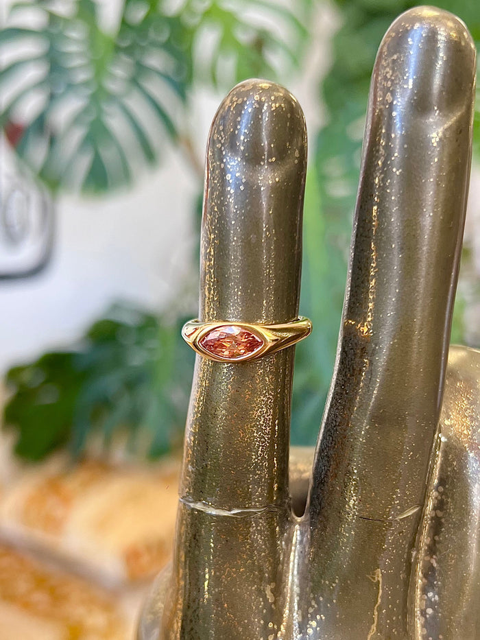 Horse Eye Zircon 18K GP Ring + Champagne