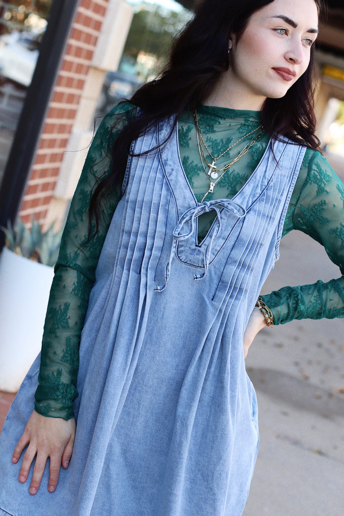 580 Lace Layering Top + Forest