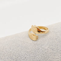 Hugging Hands Gold Plated Stainless Steel Ring