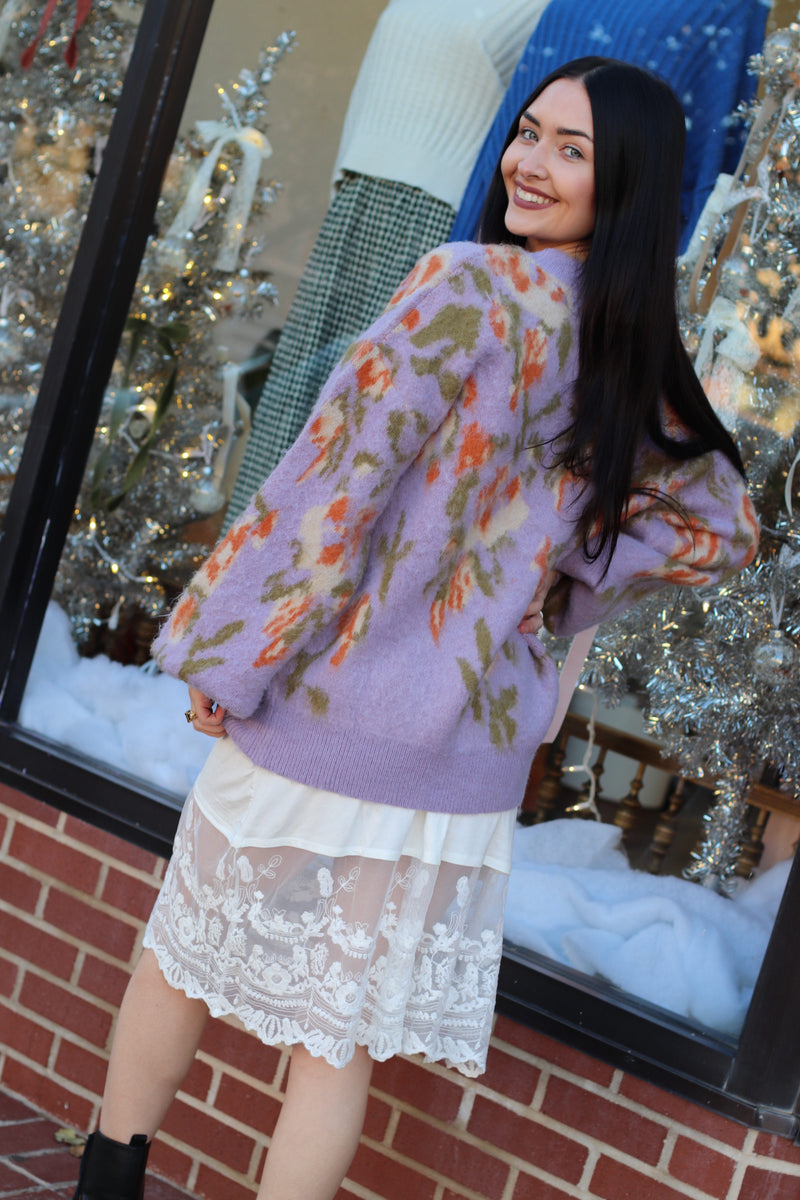 Lilac Floral Sweater