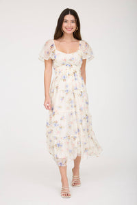 Ella Enchanted Blue Floral Midi Dress