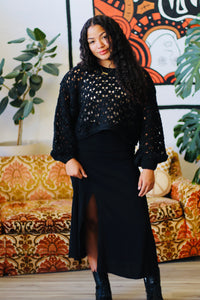 Crochet Cropped Sweater + Black