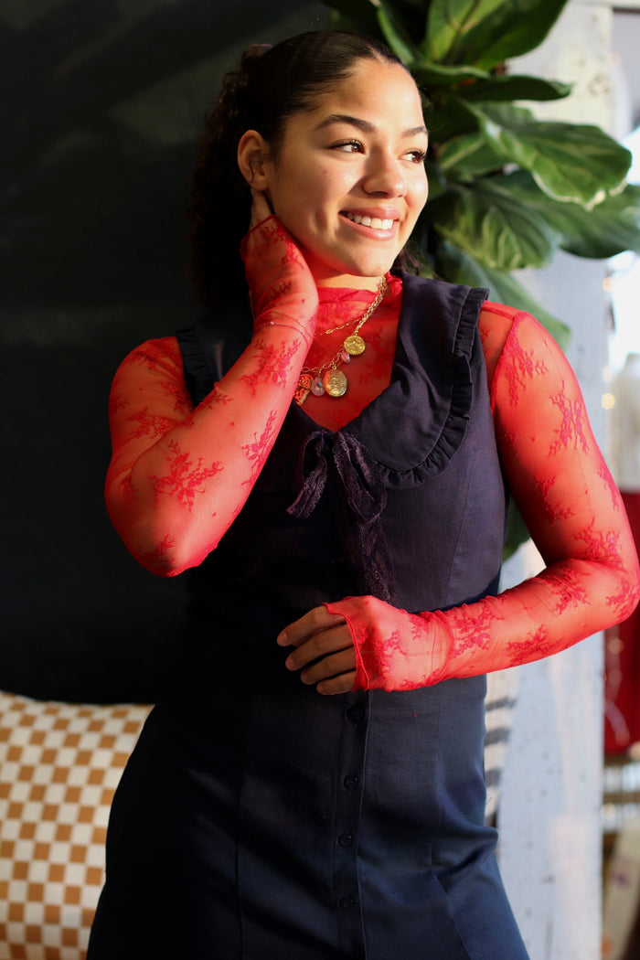 Red Lace Layering Shirt
