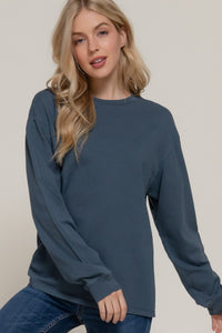 Basic Long Sleeve Top + Navy