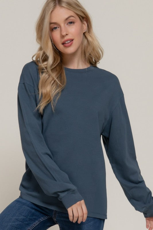 Basic Long Sleeve Top + Navy
