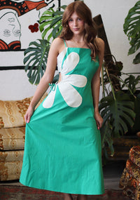 Daisy Cutout Green Midi Dress