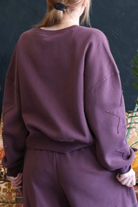 Plum Star Patch Sleeve Sweatshirt