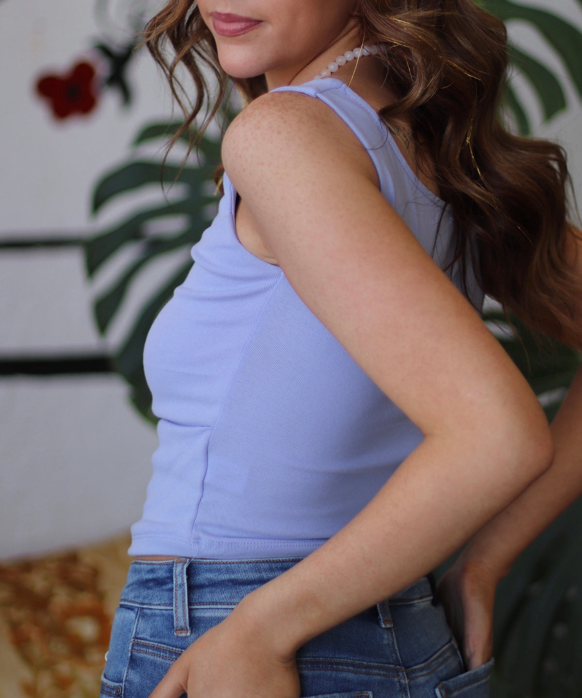 Lavender Sleeveless Wide Boat Neck Draped Knit Top