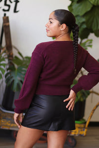 V Neck Sweater in Dark Cherry