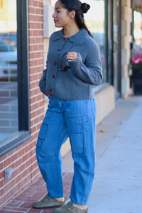 Heart Button Down Knit Sweater Cardigan