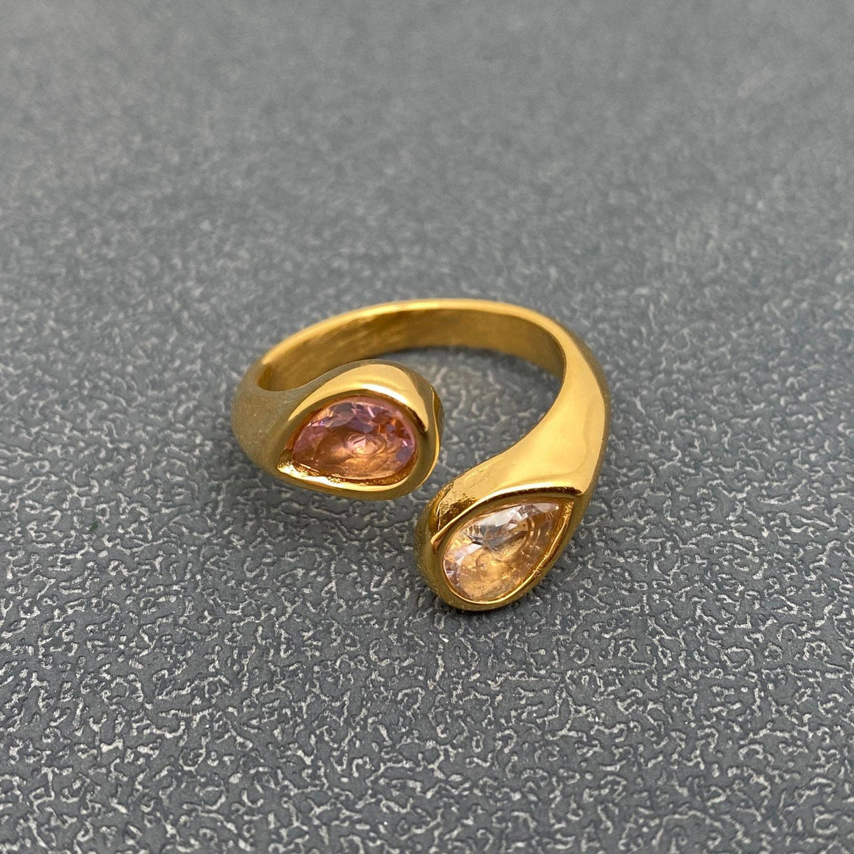 Pink Zircon 18K Gold-plated Stainless Steel Ring