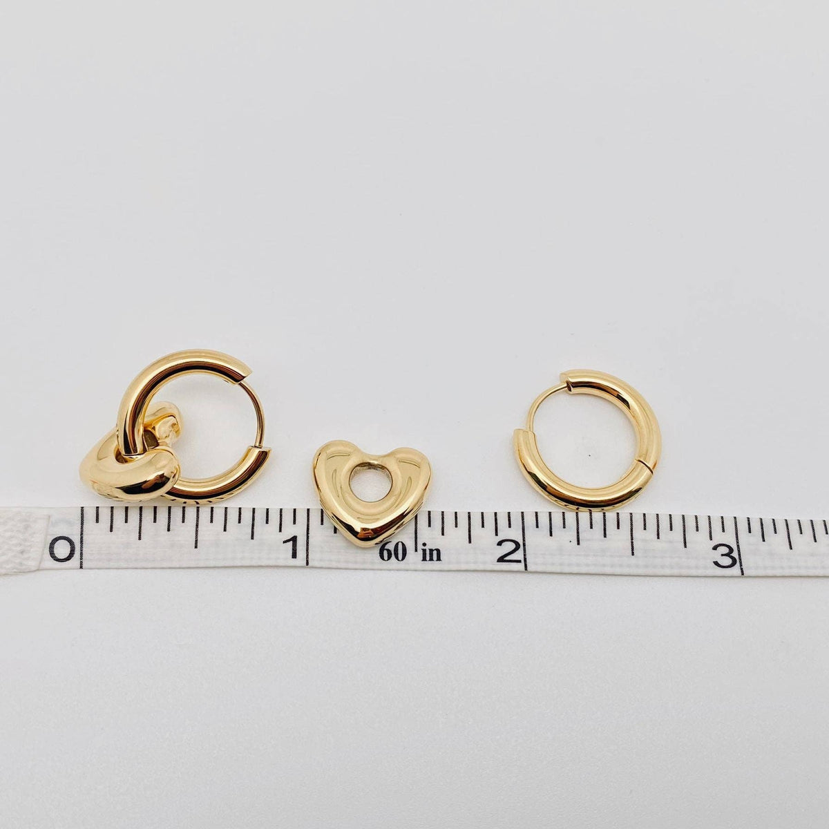 Heart Charm 18K Gold Plated Stainless Steel Huggie Earrings