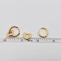 Heart Charm 18K Gold Plated Stainless Steel Huggie Earrings