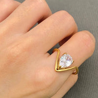 Zircon V Stacking Ring 18K Gold Plated SS Ring