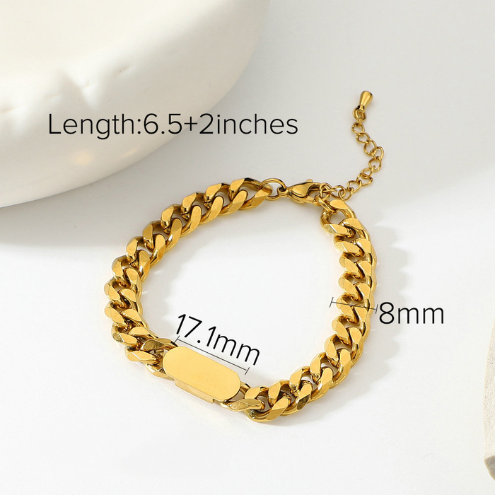 18K Gold Plated Chunky Curb Chain Bracelet