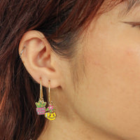 Plant Babe Earrings 18k Gold Gilt Enamel Earrings - 580 Threads