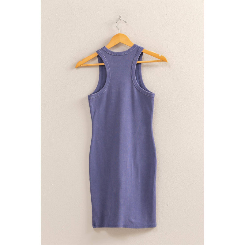 Lets Go Outside Ribbed Tank Dress in Dusty Indigo