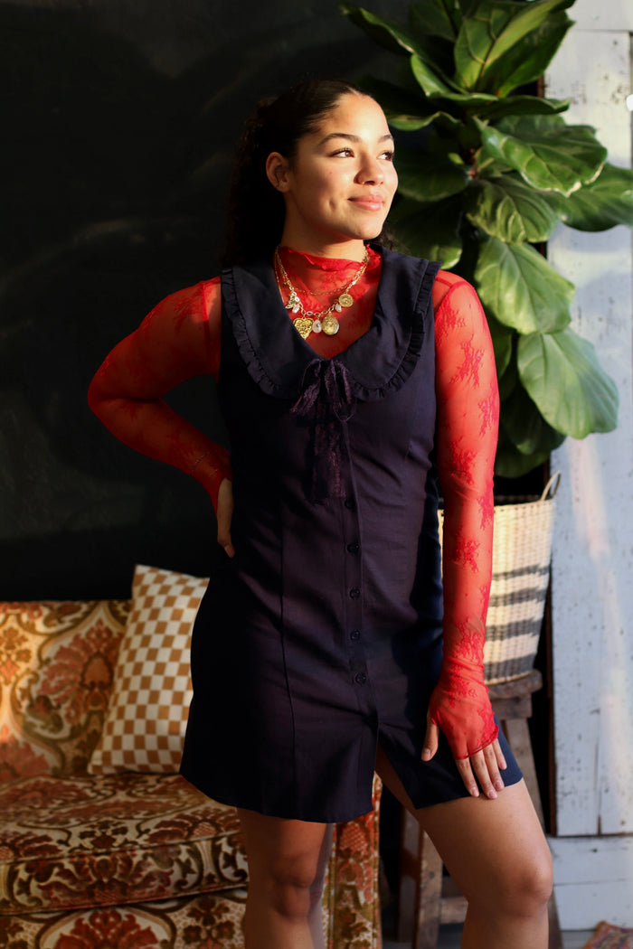 Navy Sailor Neck Mini Dress