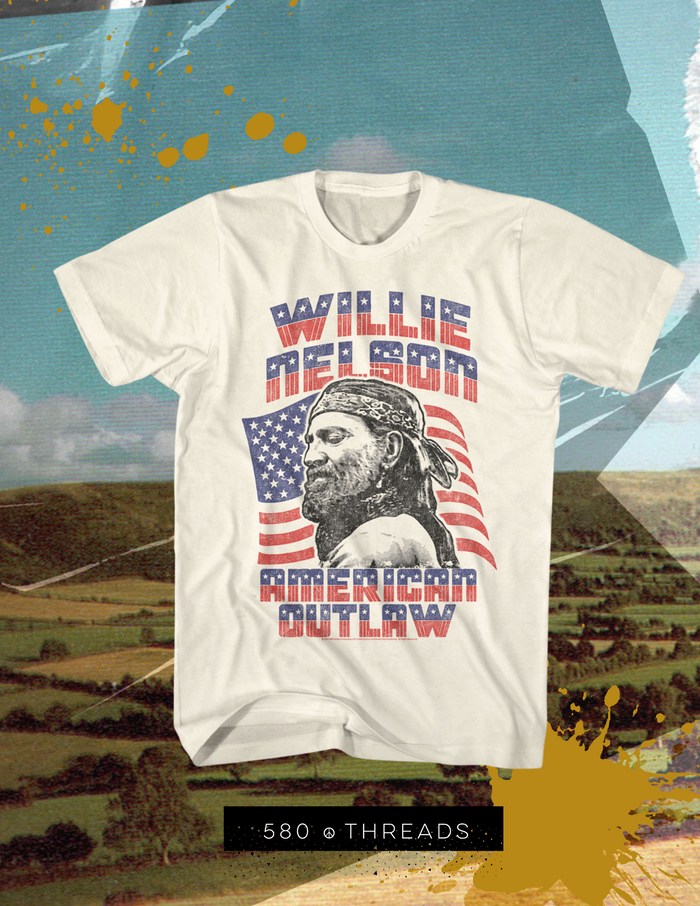 Willie Nelson American Outlaw Tee in White