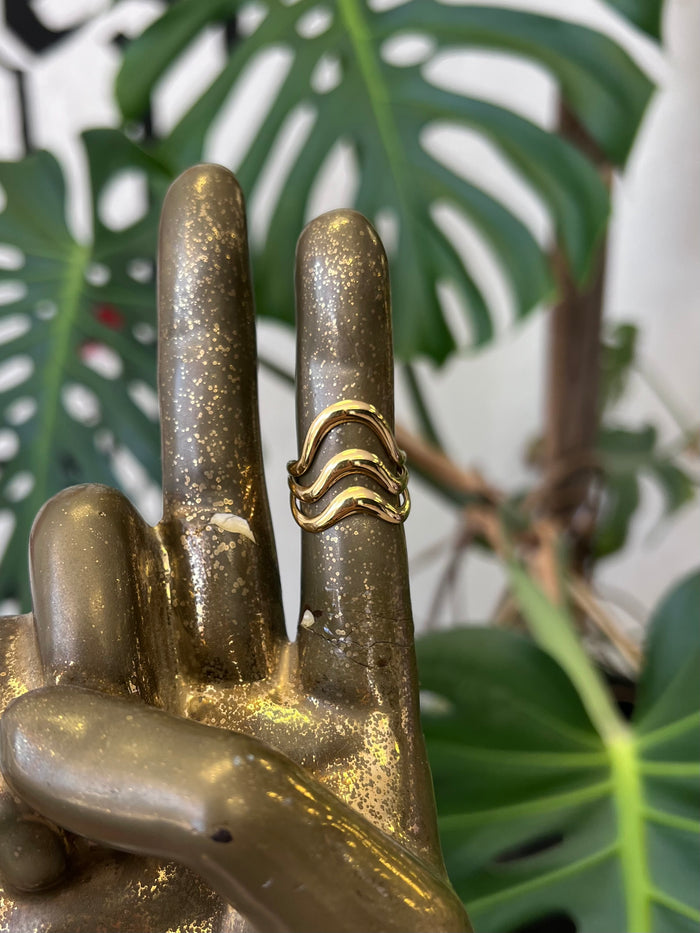 18K Gold Plated 3 Wave Ring