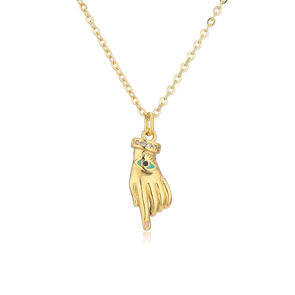 Gold Plated Hand Pendant Necklace