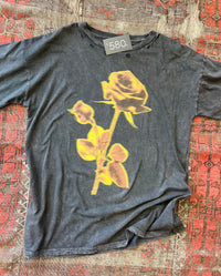 Blurry Rose Distressed Vintage-Wash Graphic Tee