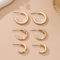 Gold Crystal Huggie Hoop Earring Set Trio