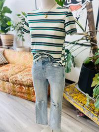Basic Ivory Striped Cotton Tee
