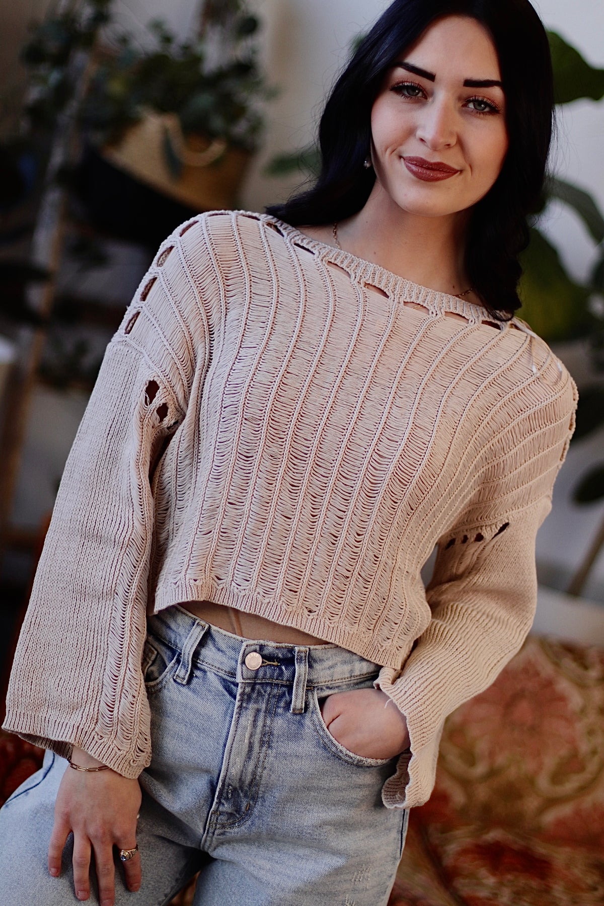 Karter Knit Crop Top + Taupe