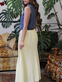 Isabella Yellow Pleated Midi Skirt