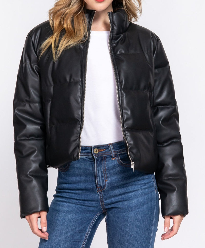 Black Quilted Puffer Jacket - 580 Threads