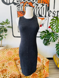 Lets Go Outside Ribbed Tank Dress in Black