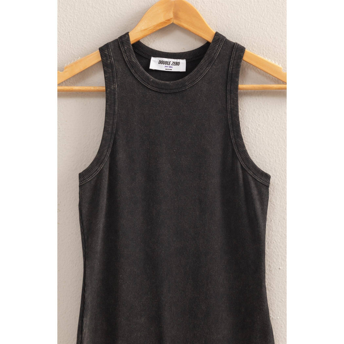 Lets Go Outside Ribbed Tank Dress in Black