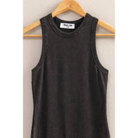 Lets Go Outside Ribbed Tank Dress in Black