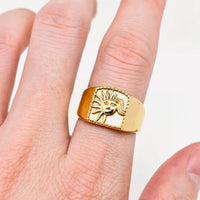 Chunky Signet 18K Gold Plated Sun Ring