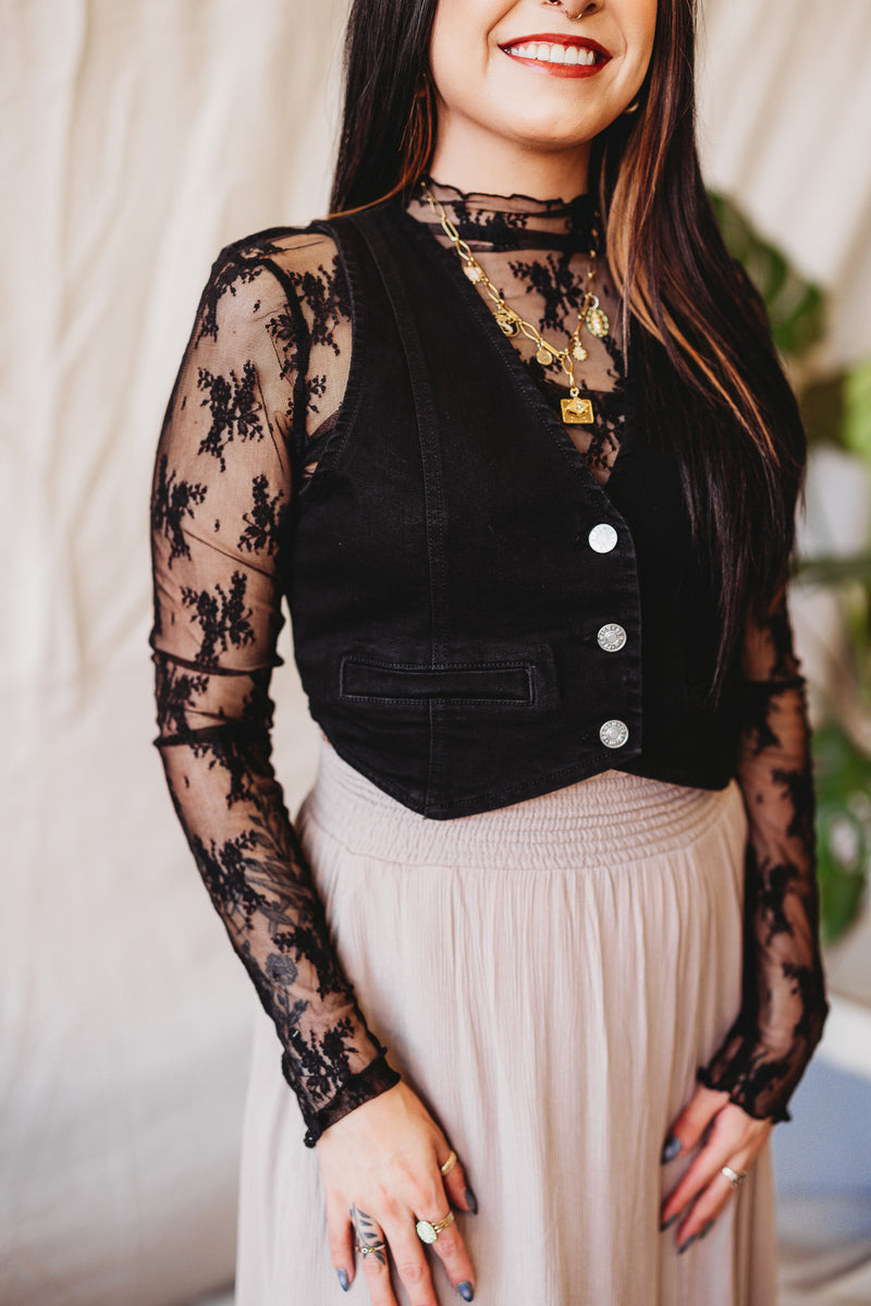 580 Lace Layering Top + Black