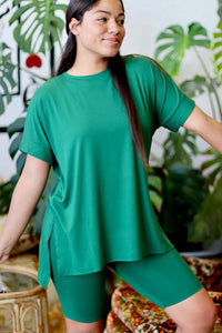 Soft Brushed Bike Short Set in Green