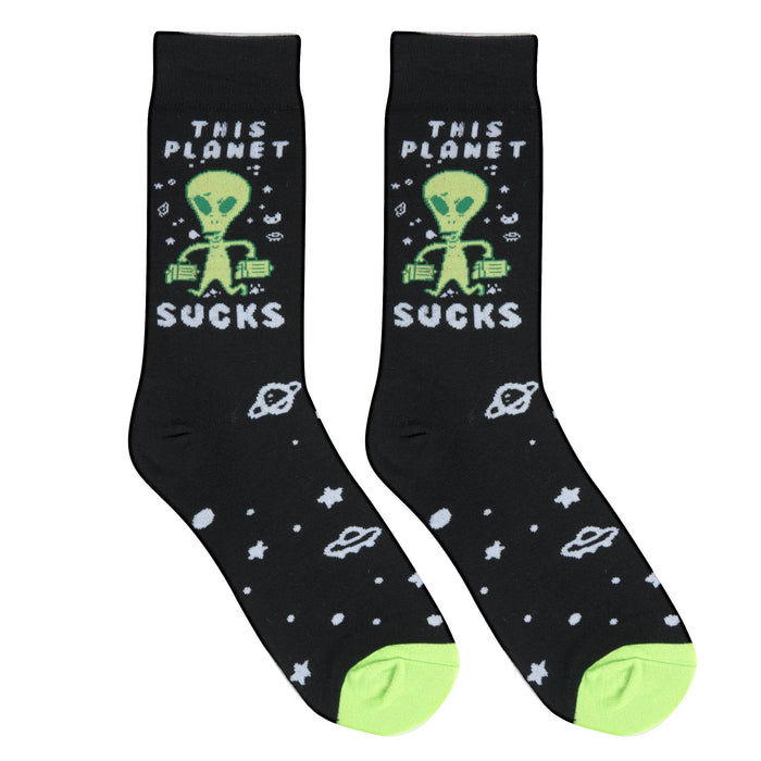 Crazy Socks - Mens Crew - This Planet Sucks