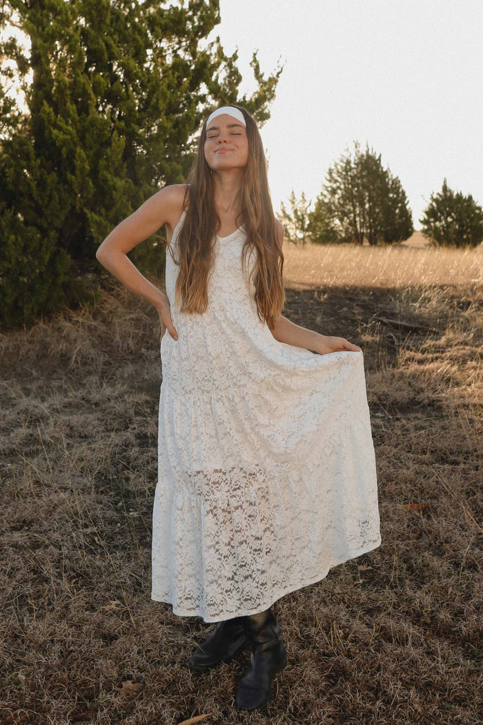 Boho Lace Dress in Off White