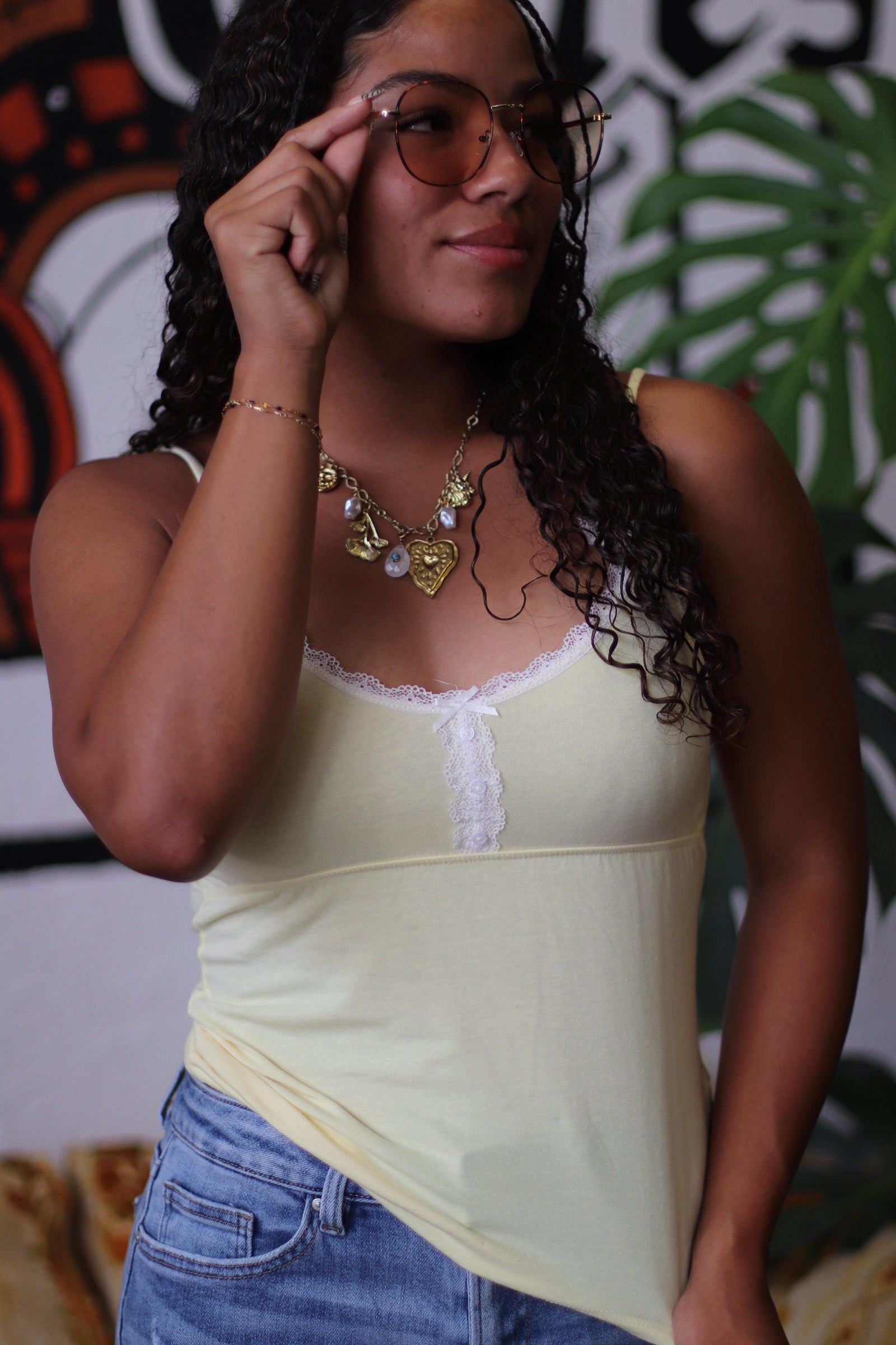Bonnie Yellow Baby doll Lace Cami Top – 580 Threads