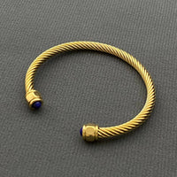 Inlaid Stone 18K GP Adjustable Spiral Cuff + Lapis Lazuli