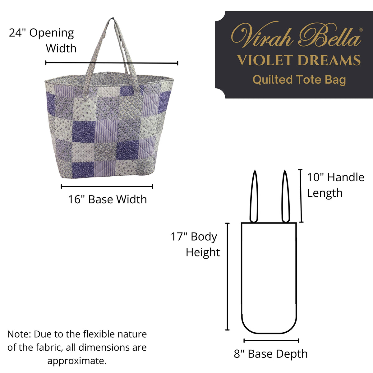 "Violet Dreams" Designer Quilted Tote Bag