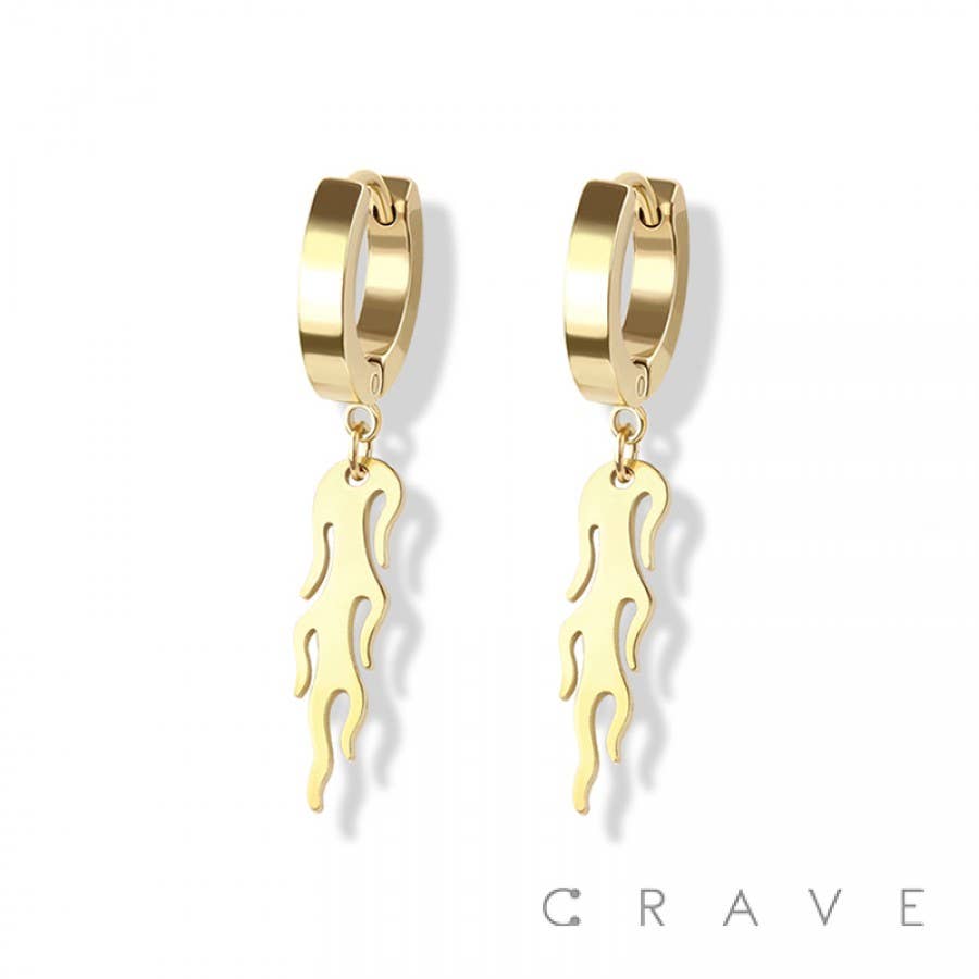 Gold Flame Huggie Earrings