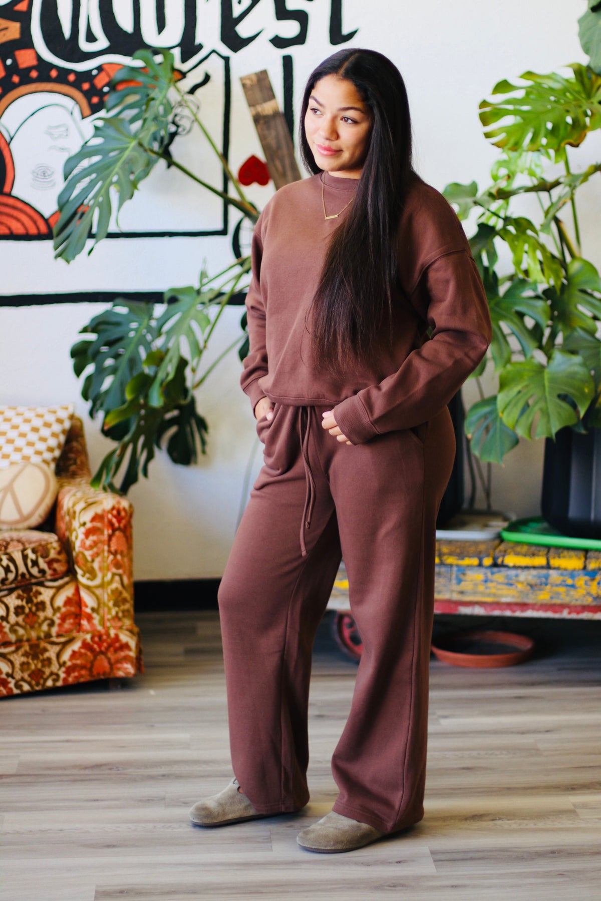 Comfiest Sweat Set Ever + Brown