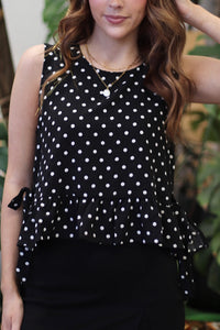 Dottie Black Ruffle Hem Top