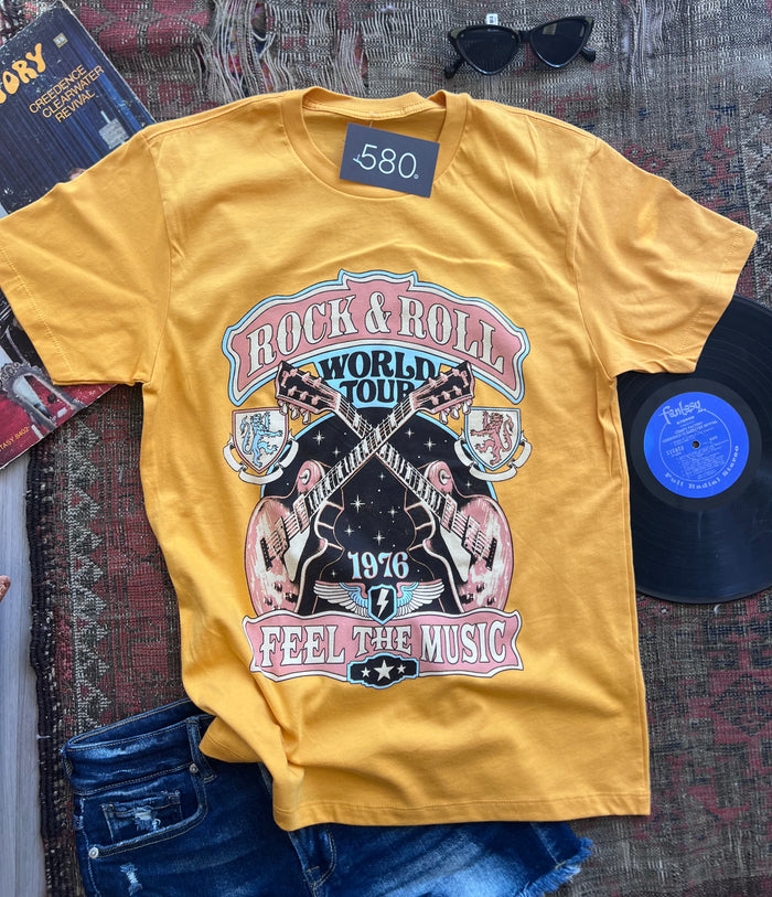 Rock & Roll World Tour Mustard Graphic Tee
