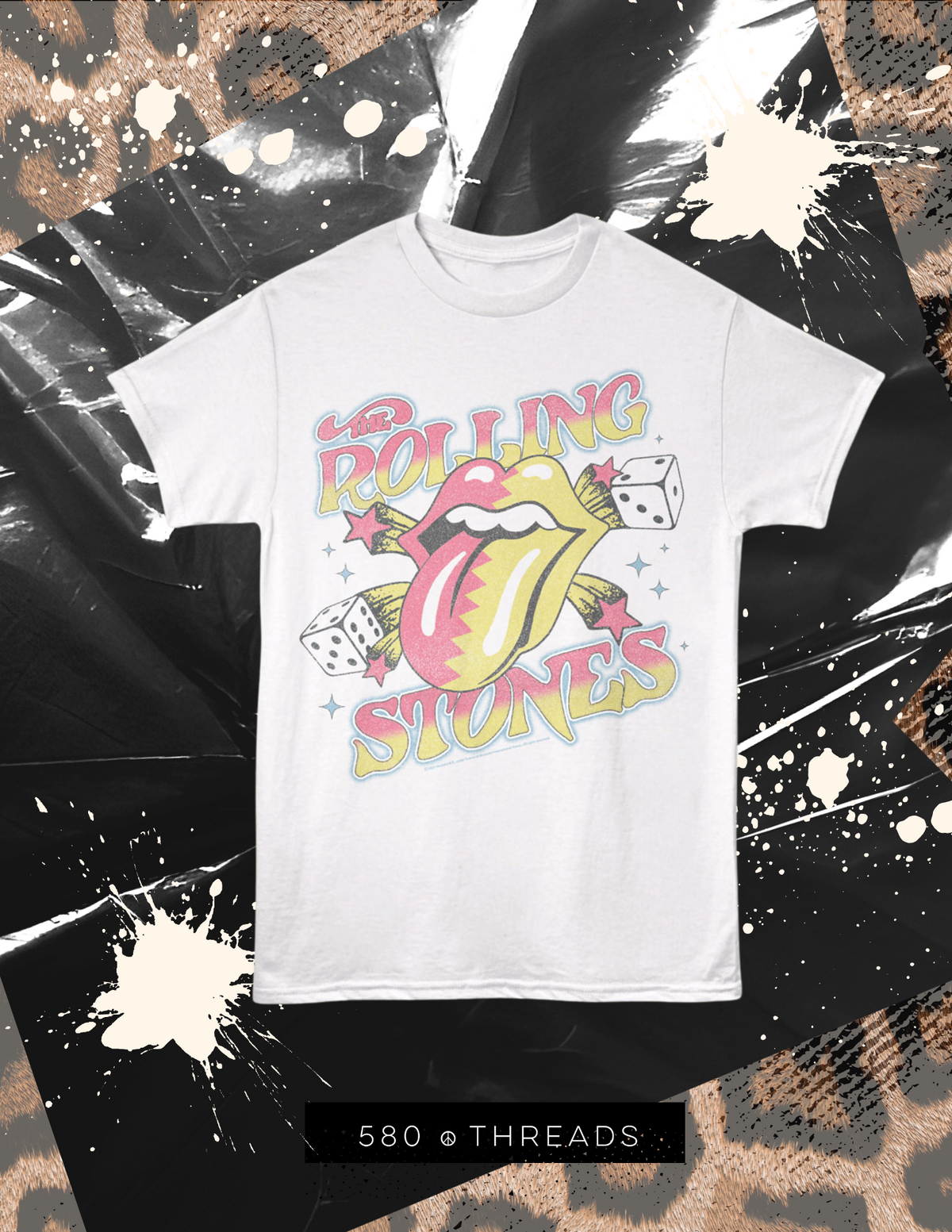 Rolling Stones Dice & Stars Tee in White