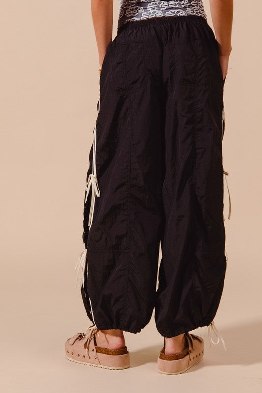 Super Wide Leg Jogger Pants in Black