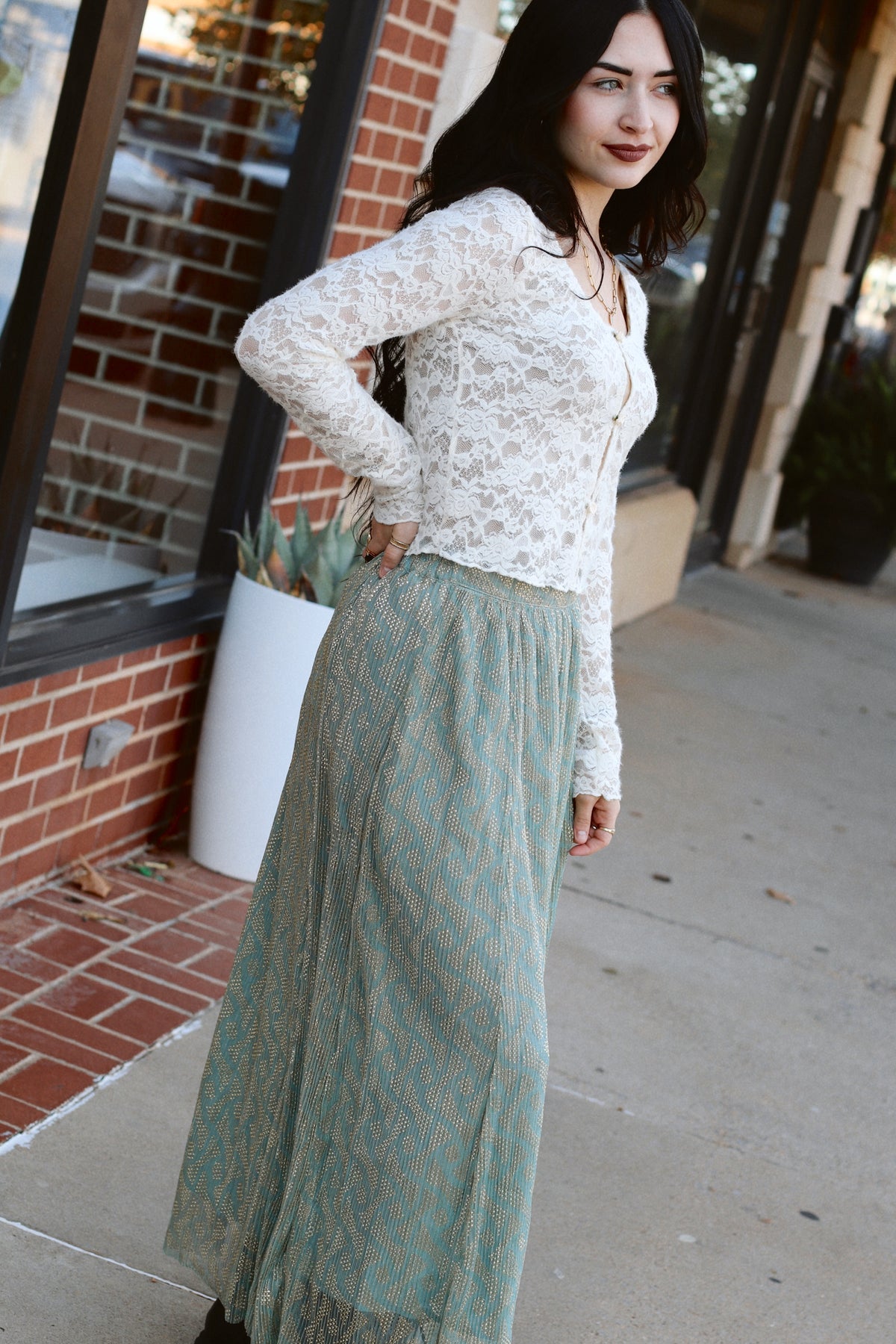 Goldie Flowy Midi Skirt +Sky