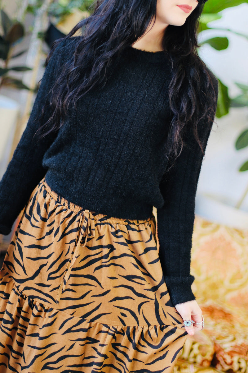 Wild Child Tiger Print Maxi Skirt